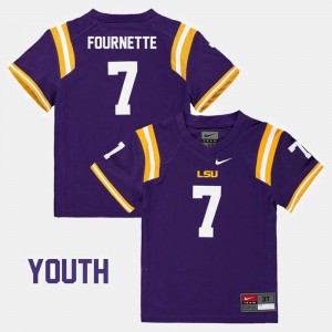 For Kids #7 Purple Stitched LSU Leonard Fournette Jersey College Football 142148-396