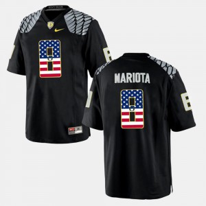 US Flag Fashion #8 Stitched Black Oregon Ducks Marcus Mariota Jersey Men's 671758-356
