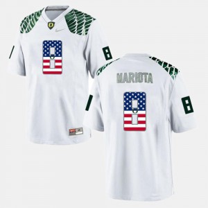 University of Oregon Marcus Mariota Jersey #8 US Flag Fashion White For Men's University 559909-286