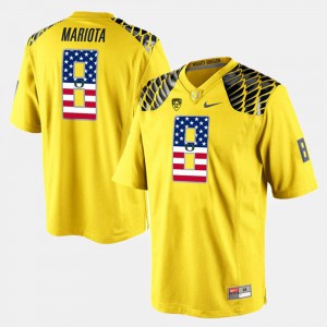 Oregon Duck Marcus Mariota Jersey US Flag Fashion #8 Yellow Player Men's 210126-970