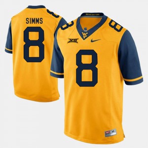 Gold For Men's Alumni Football Game NCAA WV Marcus Simms Jersey #8 795679-115