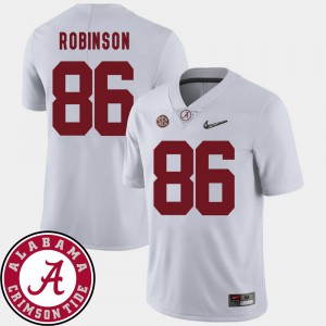 2018 SEC Patch College Football #86 Embroidery White Alabama Roll Tide A'Shawn Robinson Jersey Men 204752-367
