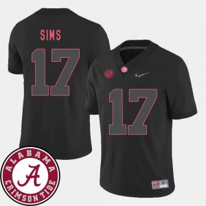 College Football Black University of Alabama Cam Sims Jersey 2018 SEC Patch College #17 For Men 153735-773