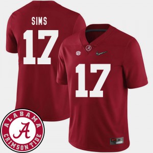 Bama Cam Sims Jersey Embroidery Crimson 2018 SEC Patch College Football #17 Men's 319513-649
