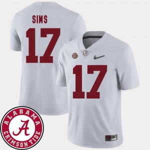 Alabama Crimson Tide Cam Sims Jersey White For Men College Football 2018 SEC Patch #17 Player 424887-353