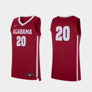 #20 College Basketball High School Crimson Bama Jersey For Men's Replica 723375-415
