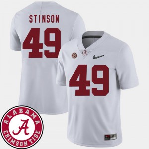 White #49 College Football For Men's 2018 SEC Patch College Alabama Crimson Tide Ed Stinson Jersey 632030-599