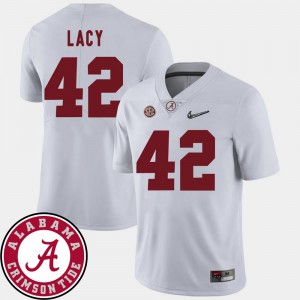 2018 SEC Patch University of Alabama Eddie Lacy Jersey #42 White For Men College Football Embroidery 206337-753