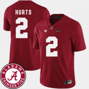 Stitched 2018 SEC Patch University of Alabama Jalen Hurts Jersey College Football Crimson #2 For Men's 530418-146