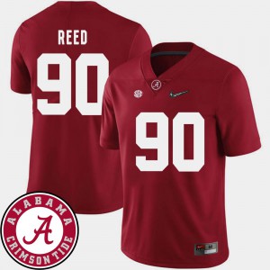 College Football Men's Roll Tide Jarran Reed Jersey Crimson 2018 SEC Patch Stitched #90 569512-307