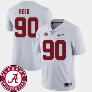 Alabama Jarran Reed Jersey College Football For Men White 2018 SEC Patch NCAA #90 137702-179