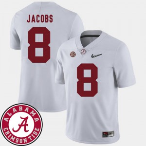 White 2018 SEC Patch #8 Player Alabama Josh Jacobs Jersey Mens College Football 873250-666