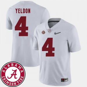 Alabama Crimson Tide T.J. Yeldon Jersey #4 College Football University For Men's White 2018 SEC Patch 525051-399