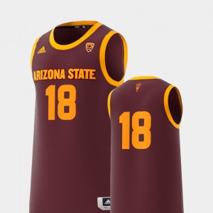 For Men's Official #18 Arizona State University Jersey Maroon Basketball Swingman College Replica 539545-911