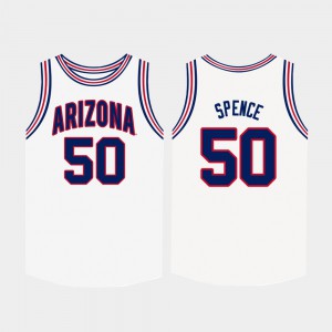 Mens College Basketball #50 Player U of A Alec Spence Jersey White 153183-795