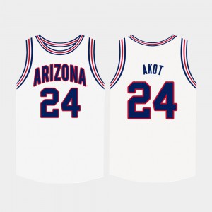White Men's #24 College Basketball University of Arizona Emmanuel Akot Jersey Player 249190-873