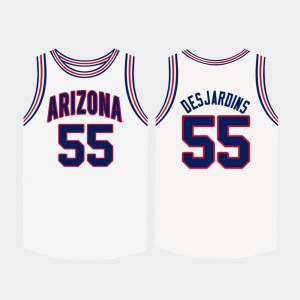 For Men's University #55 White University of Arizona Jake DesJardins Jersey College Basketball 314108-196