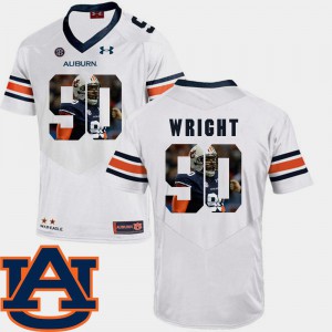 Player Pictorial Fashion Auburn Gabe Wright Jersey For Men Football #90 White 438182-189