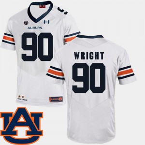 College Football Men's Auburn University Gabe Wright Jersey White SEC Patch Replica Stitched #90 248840-444