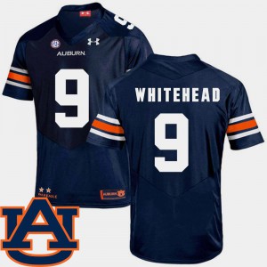 Official Navy #9 SEC Patch Replica Mens College Football Auburn University Jermaine Whitehead Jersey 718455-987