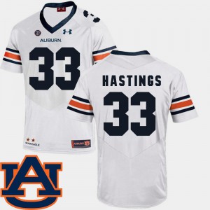 College Football Stitched #33 SEC Patch Replica Auburn Will Hastings Jersey White Mens 470939-970