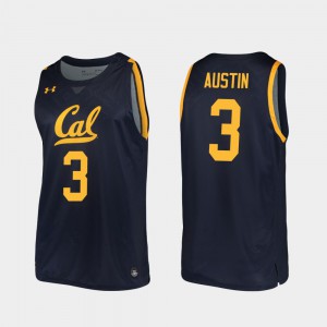 For Men's 2019-20 College Basketball Stitched #3 Replica Navy Cal Bears Paris Austin Jersey 158460-645