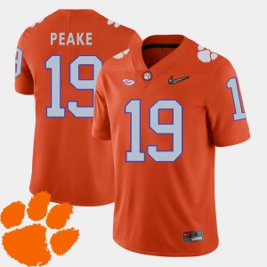 Men's #19 Orange College Football 2018 ACC College Clemson Tigers Charone Peake Jersey 219610-623