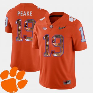 Orange NCAA For Men's Clemson Charone Peake Jersey Football #19 Pictorial Fashion 447725-120