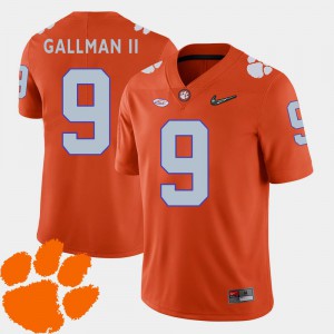 Men's #9 College Football 2018 ACC Clemson University Wayne Gallman II Jersey Stitched Orange 207563-201