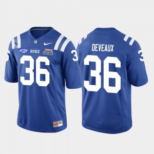 Duke University Elijah Deveaux Jersey Embroidery 2018 Independence Bowl #36 Royal For Men's College Football Game 891234-386