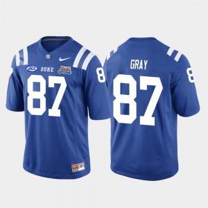 Duke Blue Devils Noah Gray Jersey Royal For Men's College Football Game Official #87 2018 Independence Bowl 961433-719