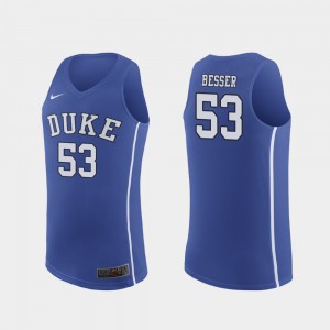 Royal #53 March Madness College Basketball Authentic Embroidery Men Duke University Brennan Besser Jersey 738099-389