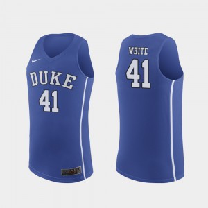 #41 College Blue Devils Jack White Jersey For Men's Authentic March Madness College Basketball Royal 522795-168