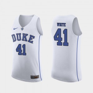 Duke Jack White Jersey White Men's March Madness College Basketball Alumni #41 Authentic 678025-985