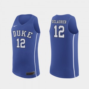 #12 Blue Devils Javin DeLaurier Jersey March Madness College Basketball High School Royal Authentic For Men's 506729-384