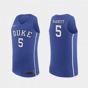 March Madness College Basketball Authentic #5 Duke University RJ Barrett Jersey Royal Mens High School 699874-386