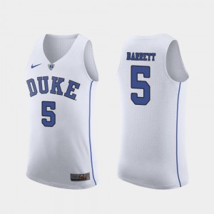 #5 Authentic NCAA March Madness College Basketball Duke Blue Devils RJ Barrett Jersey White Men 301753-702