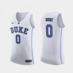 White For Men's Replica #0 College Basketball Official Duke Blue Devils Wendell Moore Jersey 294282-903