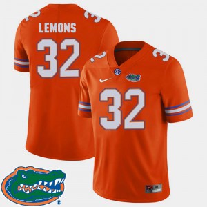 Orange Gator Adarius Lemons Jersey Mens 2018 SEC Player #32 College Football 416063-146