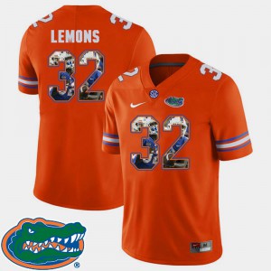 For Men University of Florida Adarius Lemons Jersey Orange College Pictorial Fashion Football #32 378834-494