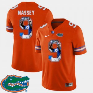 For Men's #9 Pictorial Fashion Orange Football NCAA Gators Dre Massey Jersey 963130-351