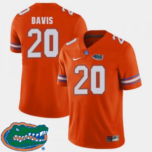 #20 College Football 2018 SEC For Men's Official Gators Malik Davis Jersey Orange 616221-855