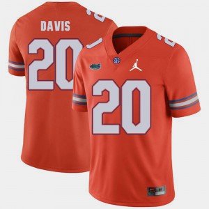 #20 College Florida Malik Davis Jersey Jordan Brand Replica 2018 Game Orange For Men's 929918-205