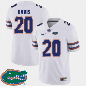 Florida Gators Malik Davis Jersey #20 For Men University White 2018 SEC College Football 164808-249