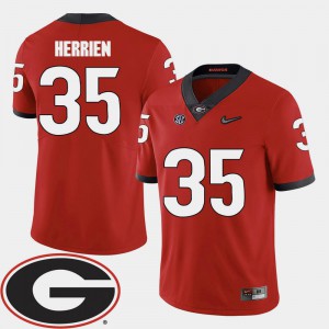 #35 College Football Player Georgia Brian Herrien Jersey Men's Red 2018 SEC Patch 629369-658