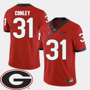 University of Georgia Chris Conley Jersey College Football Red #31 Men 2018 SEC Patch University 971140-296