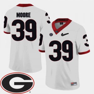University of Georgia Corey Moore Jersey College Football 2018 SEC Patch #39 White NCAA Men's 261763-306
