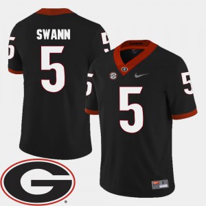 College Football 2018 SEC Patch University of Georgia Damian Swann Jersey #5 Mens Stitch Black 946312-640
