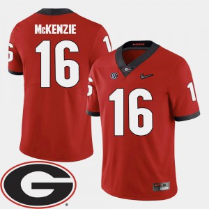 2018 SEC Patch Men's #16 Georgia Bulldogs Isaiah McKenzie Jersey Red College Football College 352229-172