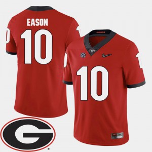 Red College Football For Men 2018 SEC Patch Stitched #10 Georgia Bulldogs Jacob Eason Jersey 356452-642